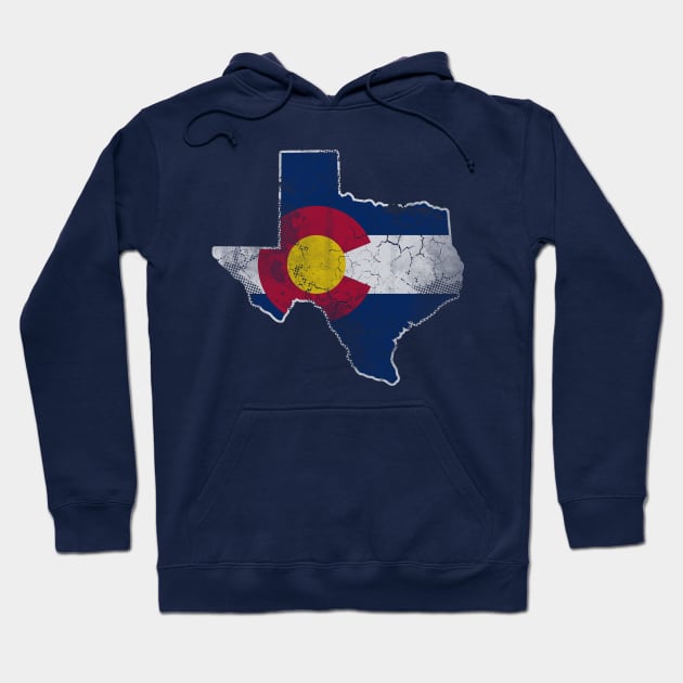 Texas Map Colorado Flag Family Home Vacation Love Hoodie by E